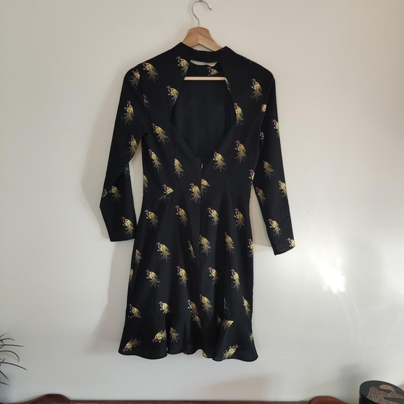 Whistles Black Backless Bird Print Dress - Picture 6 of 7